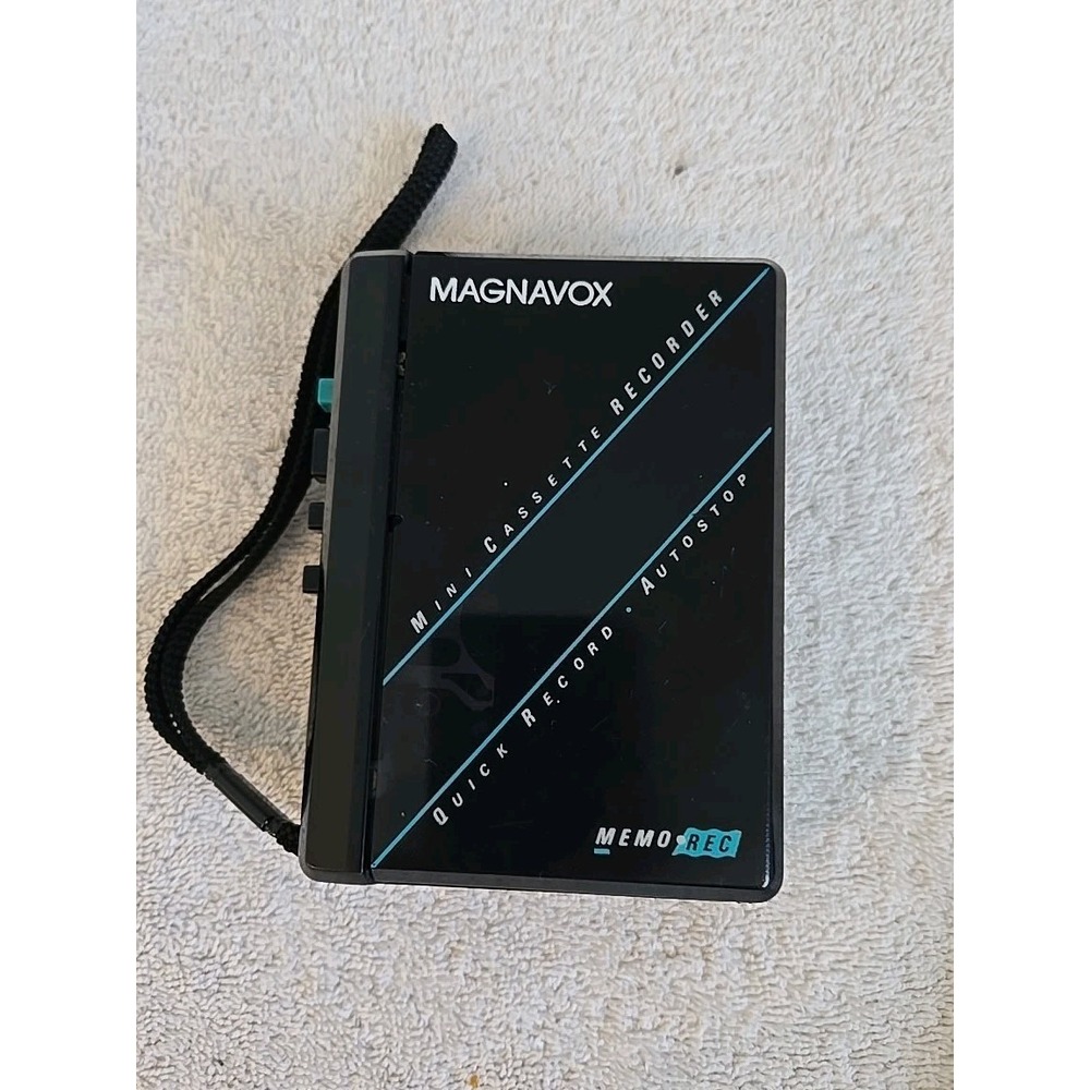 Vintage Magnavox Mini Cassette Recorder. With Maxall Head Phones